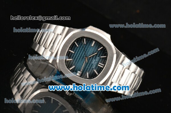 Patek Philippe Nautilus Miyota 9015 Automatic Full Steel with Blue Dial and White Stick Markers - Click Image to Close